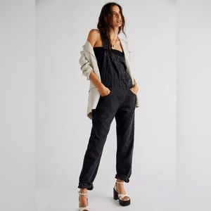 Free People Ziggy Denim Overalls Mineral Black